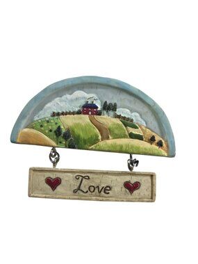Love Magnet Cottage Heart Hanging Plaque Country Decor Farm Fridge Decor